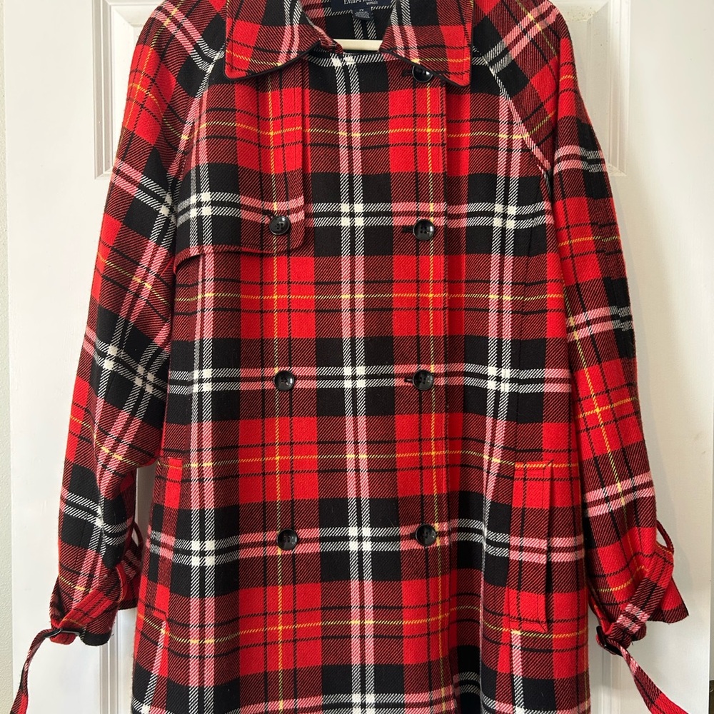 Vintage Plaid Double-Breasted Women's Coat